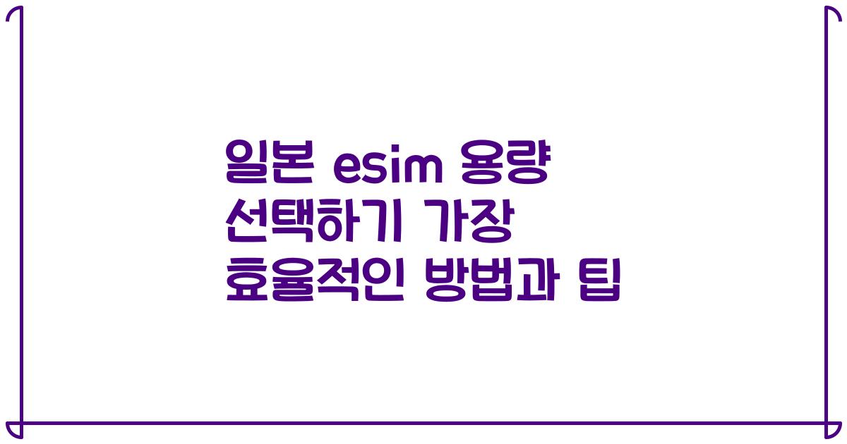 일본 esim 용량 선택하기 가장 효율적인 방법과 팁